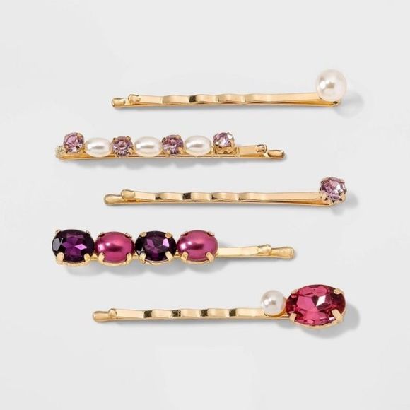 a new day Accessories - A•new•day - Crystal Pearl Bobby Hair Pin Set 5pc